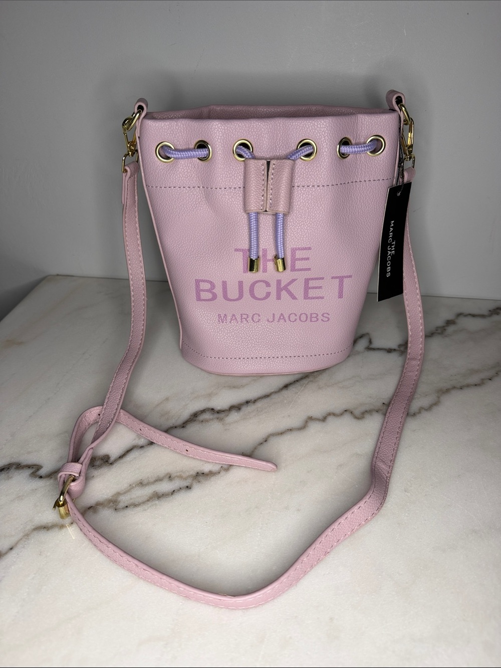 Marc Jacobs Pink Leather The Bucket Drawstring Hobo